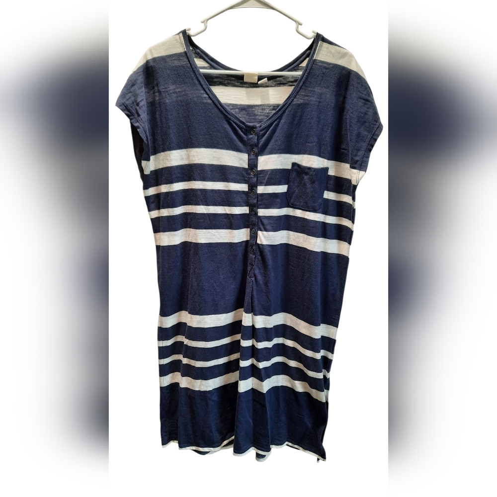 Roxy Dress Womans Small Blue White Striped Beach Surfer Classic Casual